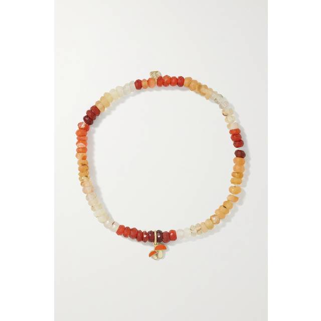 Sydney Evan - Mushroom 14-karat Gold, Enamel And Opal Bracelet - One size
