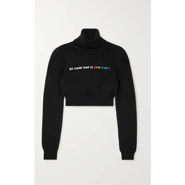 Embroidered Cropped ALL ROADS Turtle Neck Sweater size Xs (Xs)