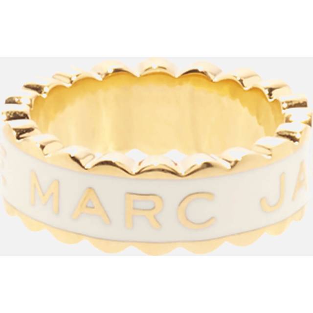 Marc Jacobs Gold & Off-White 'The Scallop Medallion' Ring - 108 Cream/Gold - IT 6