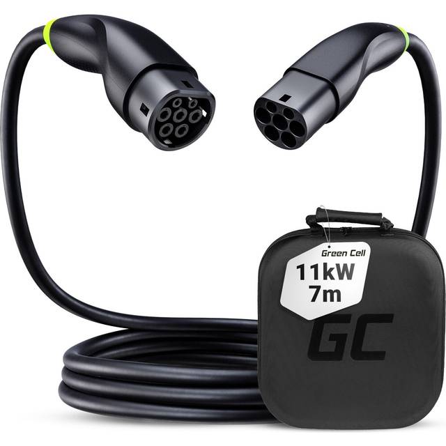 Green Cell Snap Type 2 EV Charging Cable 11 kW 7 m for Tesla Model 3 S X Y, VW ID.3, ID.4, Kia EV6, Hyundai IONIQ 5, Ford Mach-E