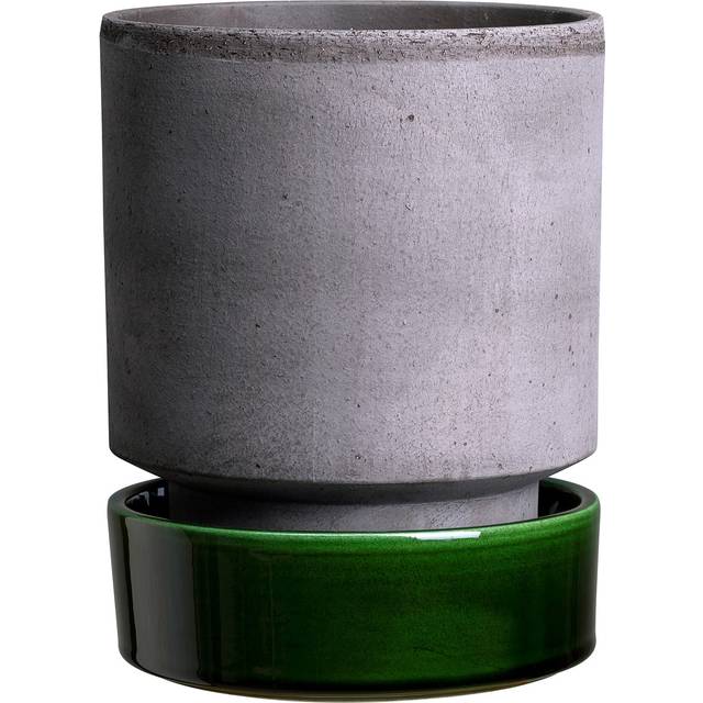 Bergs Potter Hoff pot Ø14 cm, Raw Grey-Emerald Green