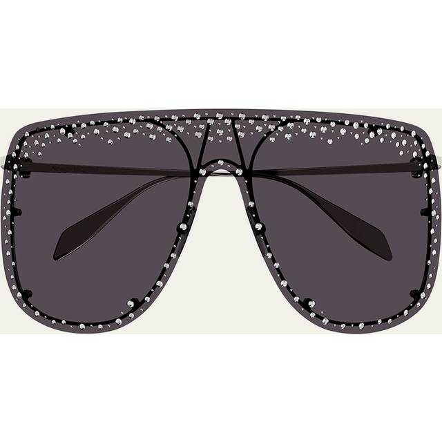 Alexander Mcqueen Silver Metal Sunglasses in Silver Silver Grey | Size 99 | AM0313S Color 012 (99)