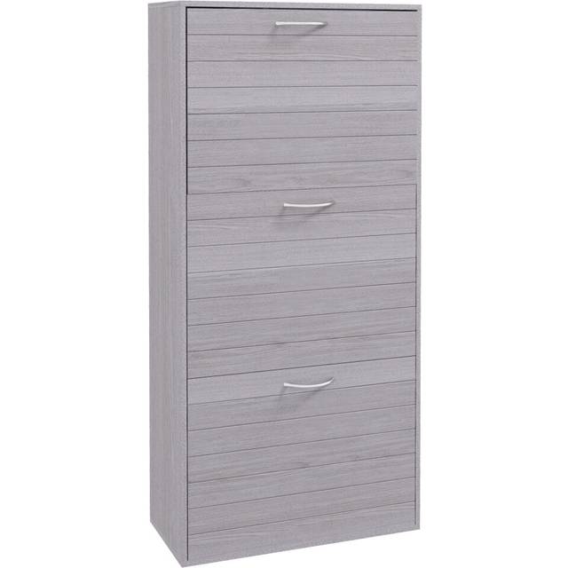 3 Flip Drawer Slim Shoe Cabinet for 12 Pair of Shoes Grey