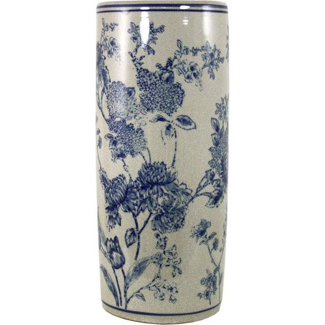 Umbrella Stand, Vintage Blue & White Magnolia Design
