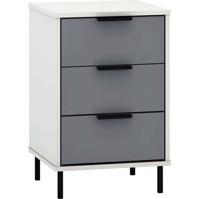 Seconique Madrid 3 Drawer Bedside - Grey/White Gloss, Multi