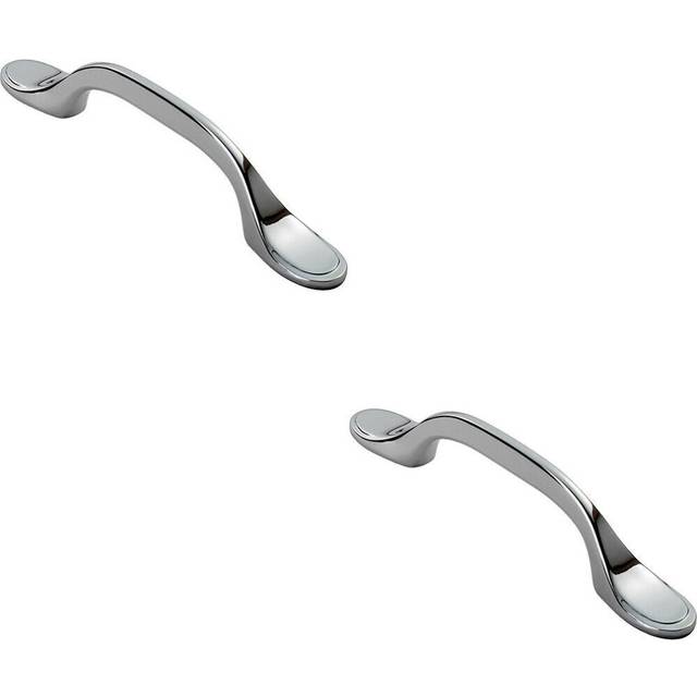 2x 128mm Shaker Style Cabinet Pull Handle 76mm Fixing Centres Polished Chrome