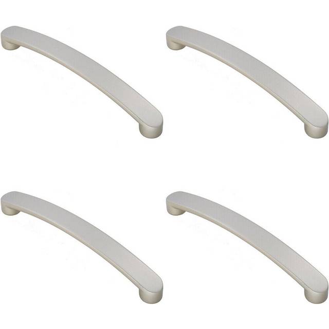 4x Flat Fronted Bow Pull Handle 179 x 19mm 160mm Fixing Centres Satin Nickel