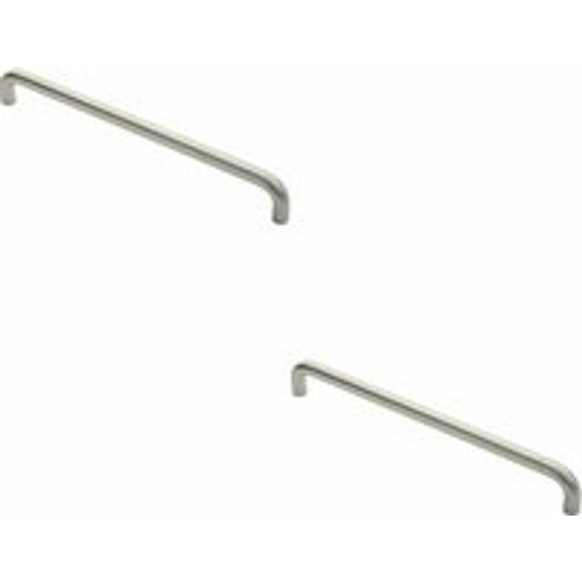 2x Round D Bar Pull Handle 22mm Dia 450mm Fixing Centres Satin Stainless Steel