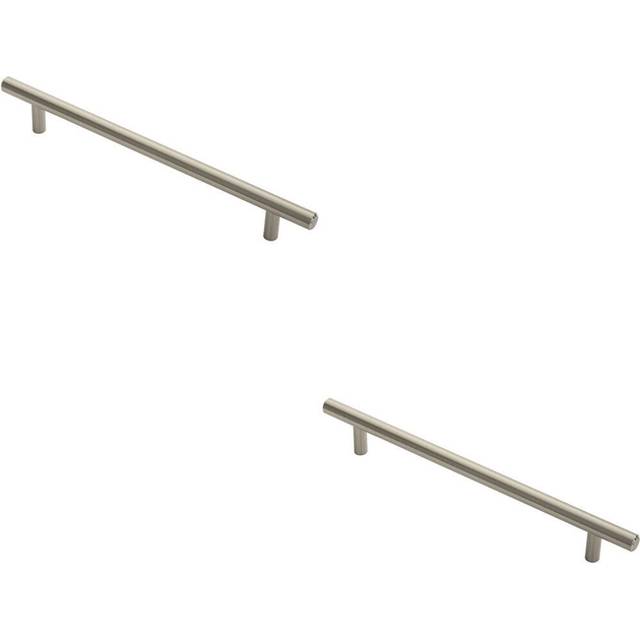 Loops 2X Round T Bar Cabinet Pull Handle 252 X 12mm 192mm Fixing Centres Satin Nickel - One Size