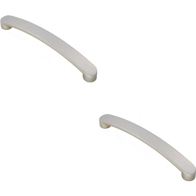 2x Flat Fronted Bow Pull Handle 179 x 19mm 160mm Fixing Centres Satin Nickel