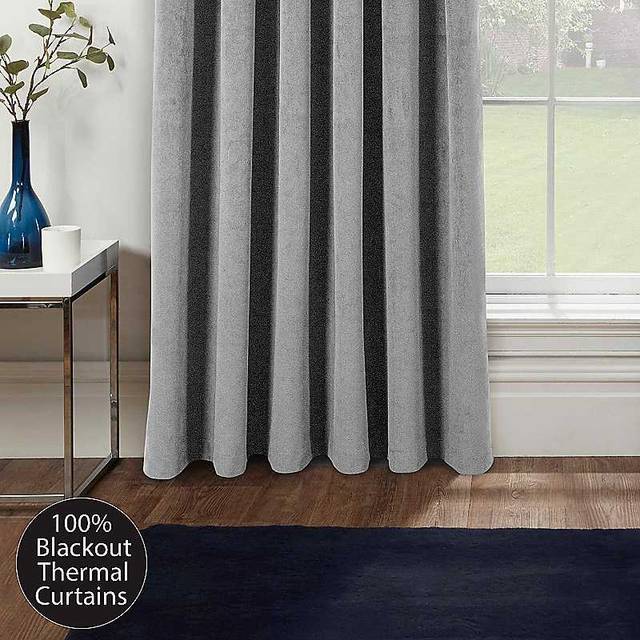Oxford 66x84 Thermal Blackout Pencil Pleat Door Curtain Grey - Grey/Silver