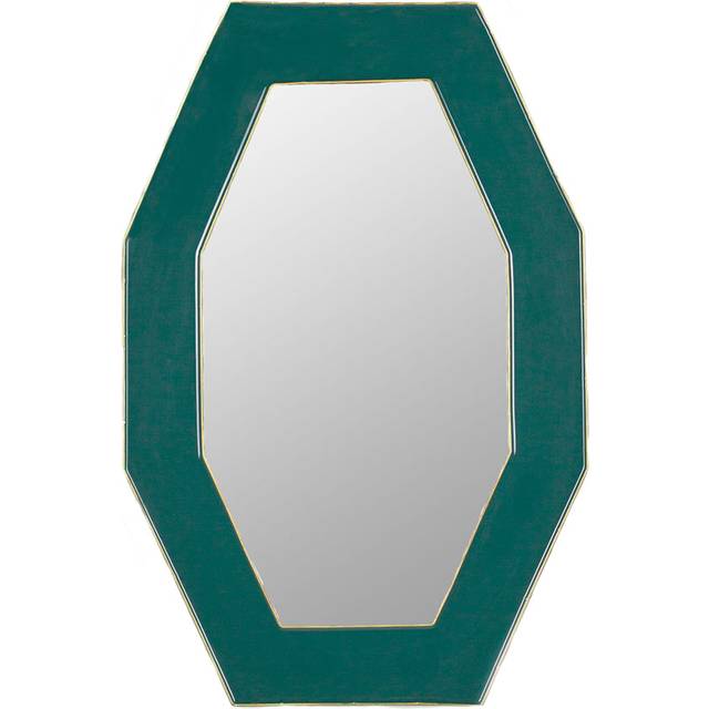 Framed Octagonal Wall Mirror 39cm x 59cm Mirror Teal - Blue