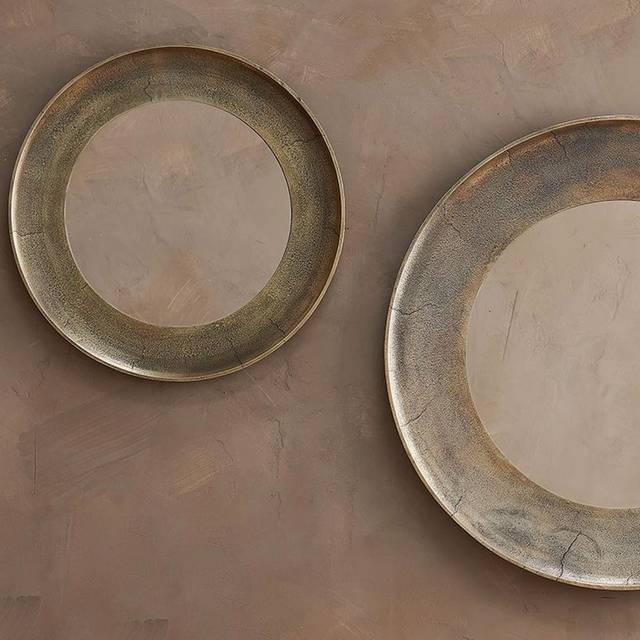 nkuku Yakira Round Wall Mirror, Antique Brass