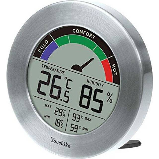 Youshiko Digital Thermometer Hygrometer with Comfort Level Display & Maximum and Minimum ( 24 Hour Auto Reset )