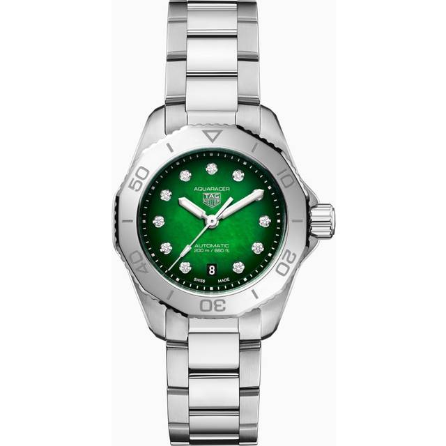 TAG HEUER Aquaracer Professional 200 Date Diamond SS Women's Watch WBP2415.BA0622 - Green - 30 mm