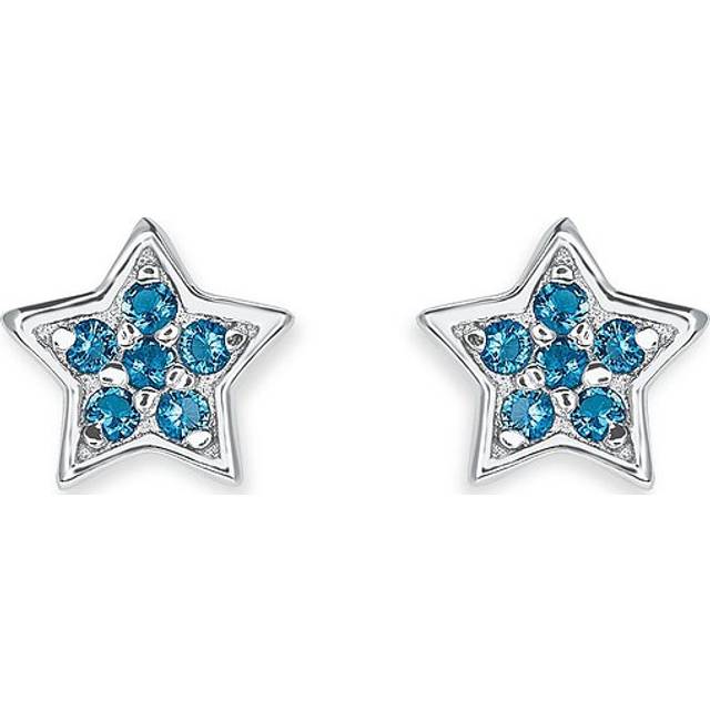 s.Oliver örhängen 925 sterling silver tjej barn örhängen, med glas, 0,5 cm, silver, stjärna, Kommer i smycken presentförpackning, 2020870