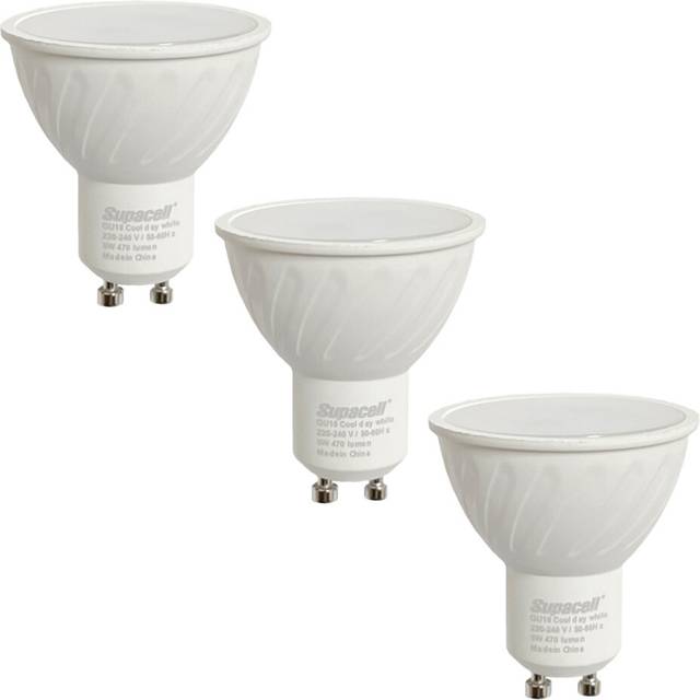 Litecraft light bulb gu10 5w 6500k cool white non dimmable led in white - 3 pack