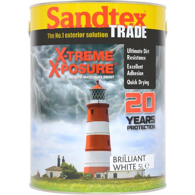 Sandtex Trade X-Treme X-Posure Smooth Masonry Paint, Brilliant White 5L