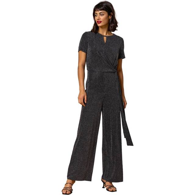 Roman Silver Shimmer Twist Keyhole Jumpsuit - Size 18