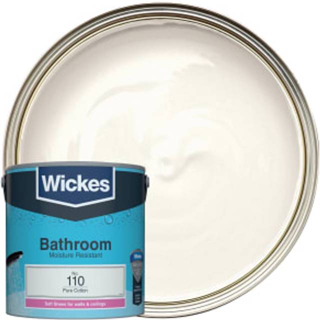 Wickes Bathroom Soft Sheen Emulsion Paint - Pure Cotton No.110 - 2.5L