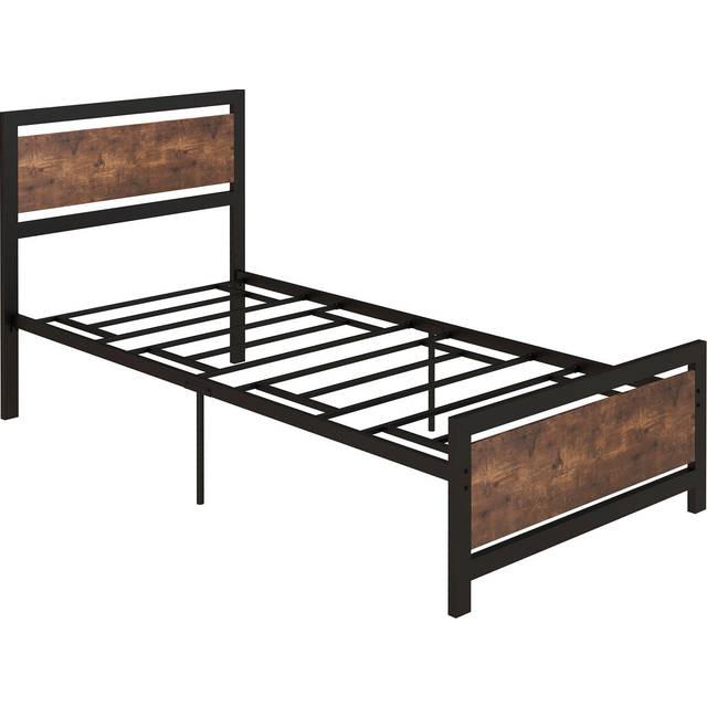 HOMCOM Single Size Metal Bed Frame w/ Headboard & Footboard, 97x195x103cm