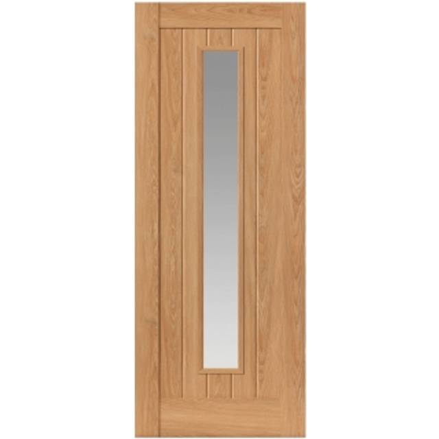 JB Kind Hudson Glazed Cottage Oak Laminated Internal Door 2040 x 826mm - JB Kind Doors - Brown - 0.8 x 2m
