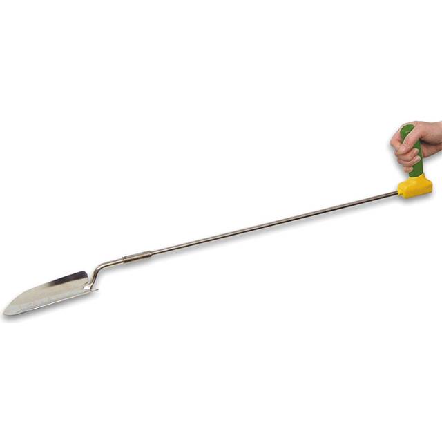 Ergonomically Long Handled Garden Trowel - Reduces Wrist Stress - Gardening Aid