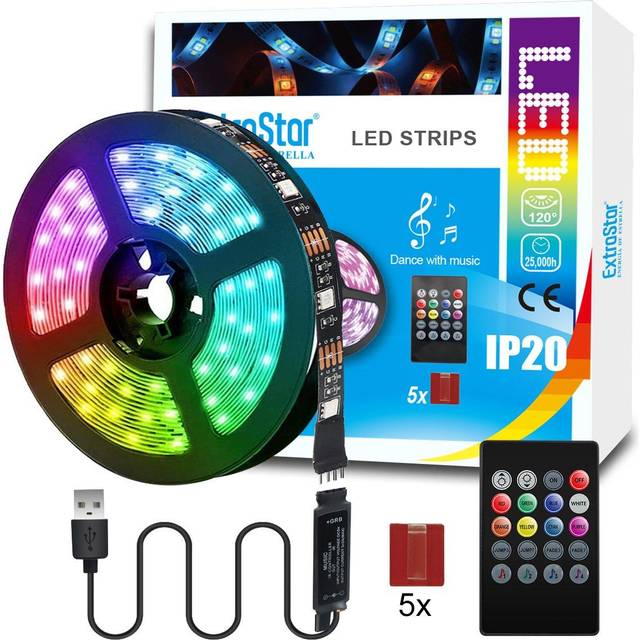 ExtraStar LED Strips Light with remote control, USB powered, Length:3M