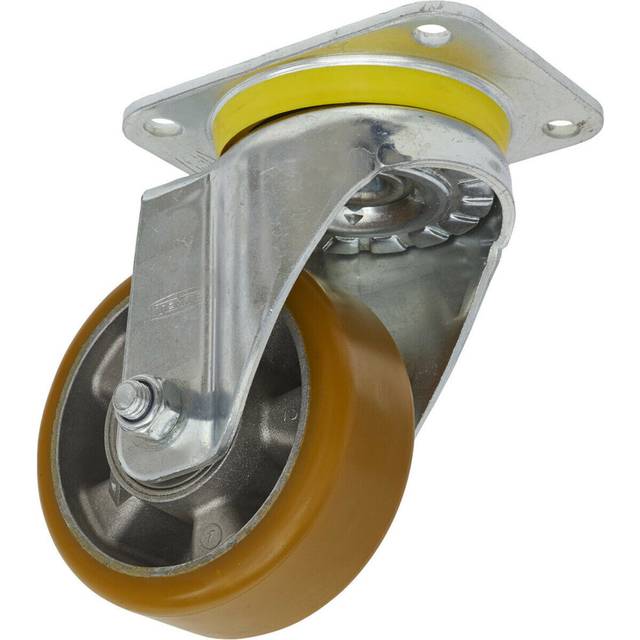 125mm Swivel Plate Castor Wheel - 50mm Tread Non-Marking Aluminium & PU Plastic