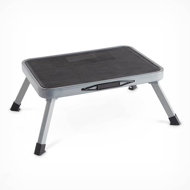 1-Step Steel Step Stool with 330 lb. Load Capacity - Silver