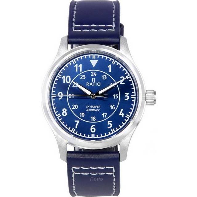 Ratio Skysurfer Pilot Blue Sunray Dial Leather Automatic RTS309 200M Men's Watch