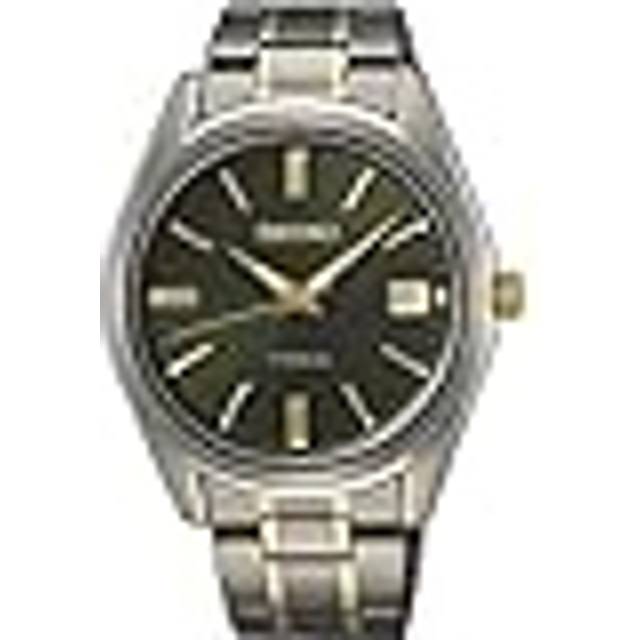 Seiko SUR377P1 Men's Titanium Quartz Watch, Green Dial, Two-Tone Titanium Bracelet
