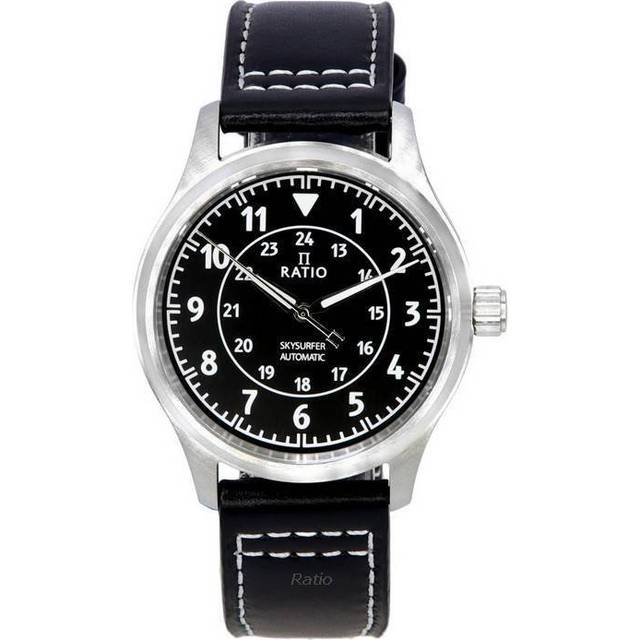 Ratio Skysurfer Pilot Black Sunray Dial Leather Automatic RTS314 200M Men's Watch