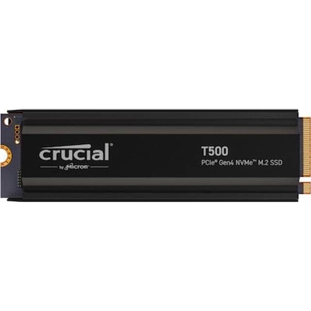 Crucial T500 2TB PCIe Gen4 NVMe M.2 Intern Gaming SSD med Kylfläns, Upp till 7400 MB/s, Kompatibel med PlayStation 5 (PS5), TLC NAND, Desktop PC, Microsoft DirectStorage - CT2000T500SSD5