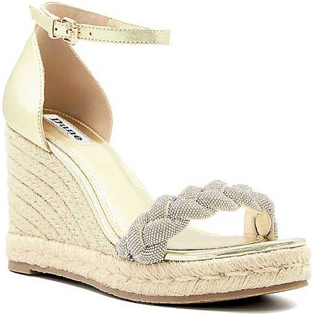 Dune London Kingdom Gold Embellished Plait Wedges