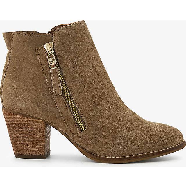 Dune London Womens Ladies Paicey - Stacked-Heel Casual Ankle Boots - Taupe Leather - Size UK 6