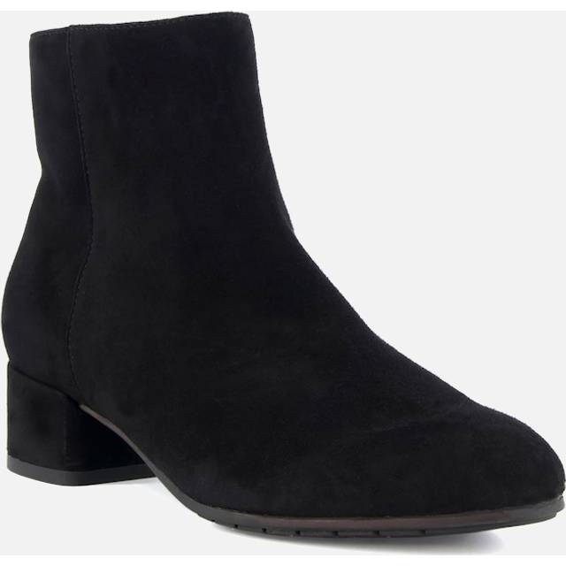 Dune Pippie Suede Block Heel Ankle Boots, Black