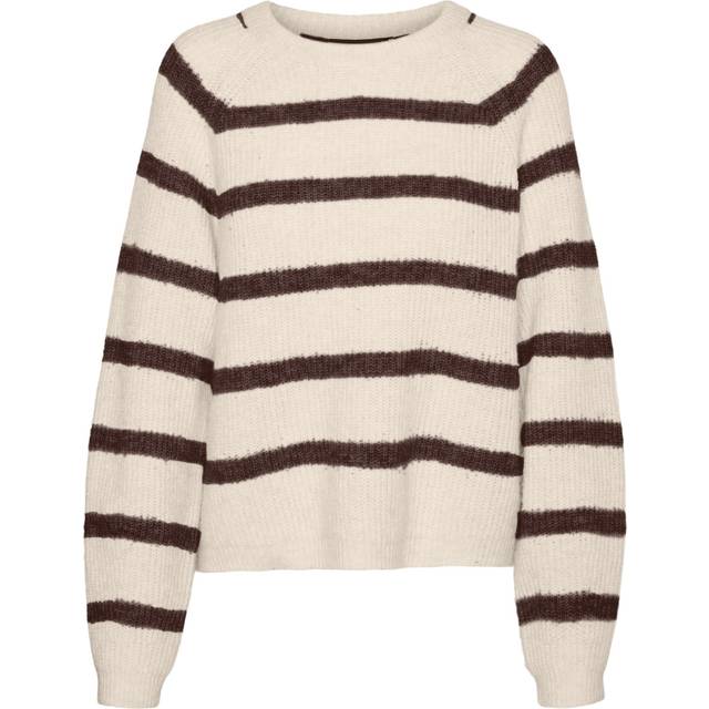 VERO MODA VMASTA LS O-hals tröja GA NOOS, Björk/ränder: brack, S