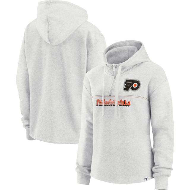 Women's Fanatics Ash Philadelphia Flyers True Classics Legacy Quarter-Zip Hoodie