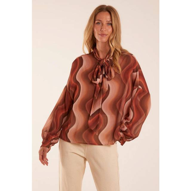 Blue Vanilla Womens Chiffon Swirl Print Blouse - Brown - One Size