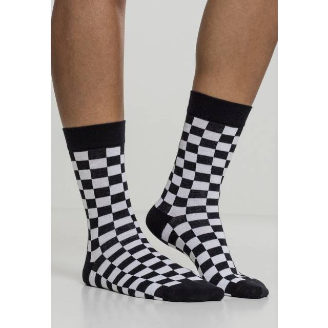 Urban Classics Accessoires UC Checker Socks 2-Pack Black/White / 39-42 Strumpor