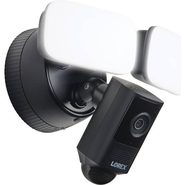 Lorex 2K Wired Smart Motion Detection Security Floodlight Camera with Night Vision in Black