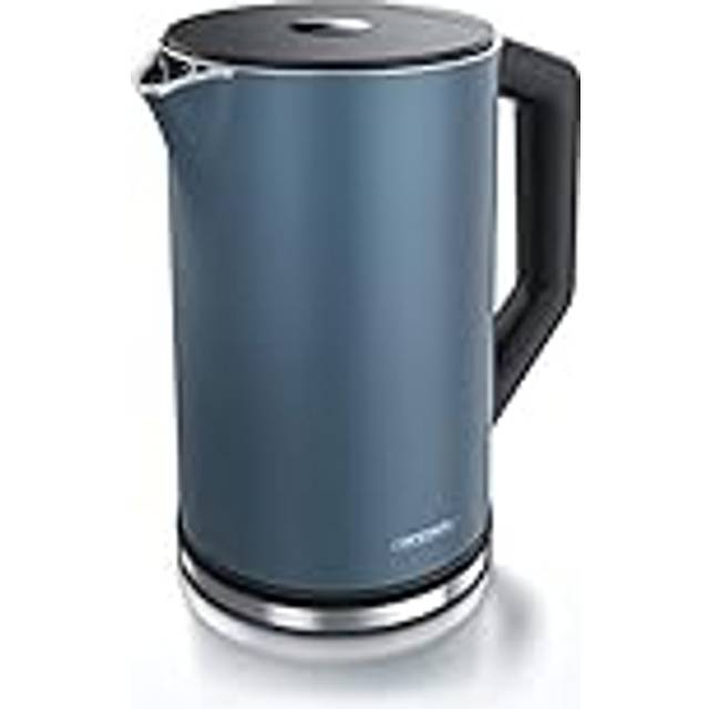 Arendo - Vattenkokare i rostfritt stål med temperaturinställning 40-100 grader i steg om 5 - Dubbelväggsdesign - ELEGANT modell - 1,5 liter - 2200 W - Tekokare med temperaturdisplay - GS - Admiral blå