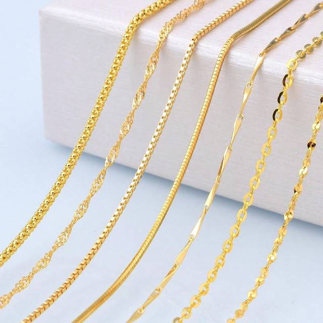 SHEIN S925 Silver Women&#39;s Necklace, 18k Gold Plated Gold Color Clavicle Chain, Short/fine/long Sweater Chain, 40/45/50/55/60cm Length