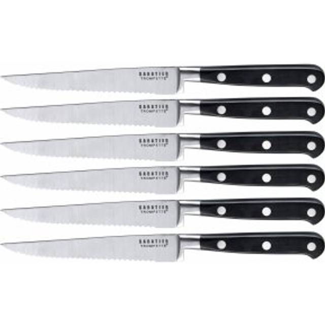Sabatier Trompette Six Piece Steak Knife Set - can be Engraved or Personalised - Black