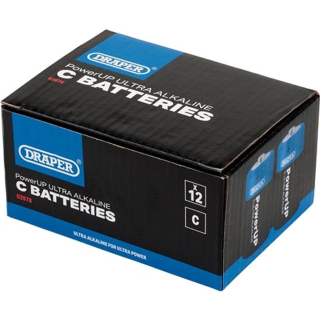 Draper 03978 PowerUP Ultra Alkaline C Batteries (Pack of 12)
