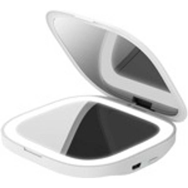 JMMO Led Light Mirror,LED Lighted Foldable Travel Makeup Mirror 1x/3x Magnification,Portable Rechargeable Lighted Travel Makeup Mirror,3 Color Lights,Simpl
