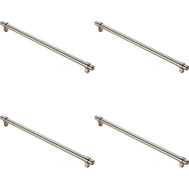 4x Round T Bar Cabinet Pull Handle 360 x 14mm 320mm Fixing Centres Satin Nickel