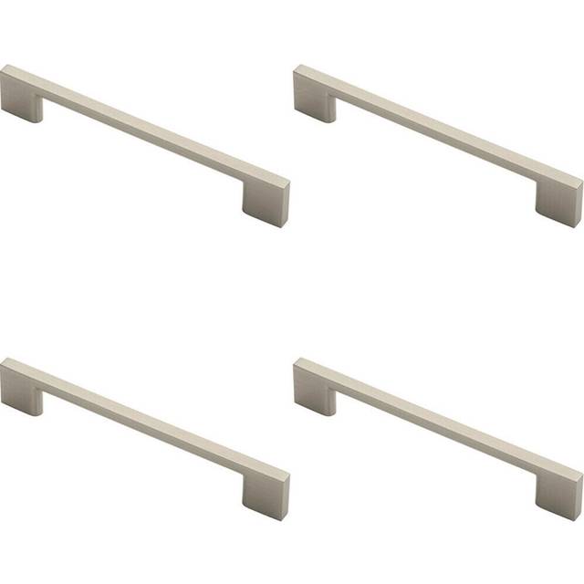 4x Slim D Shape Pull Handle 152 x 7.5mm 128mm Fixing Centres Satin Nickel