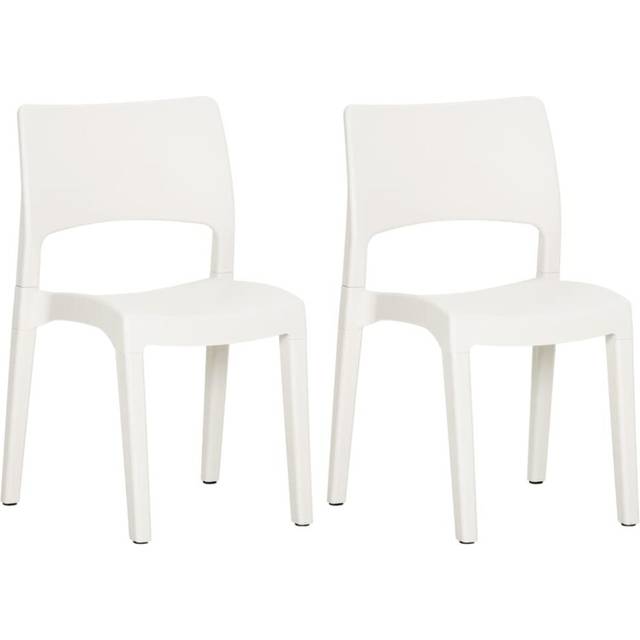 vidaXL Garden Chairs 2 pcs White Polypropylene